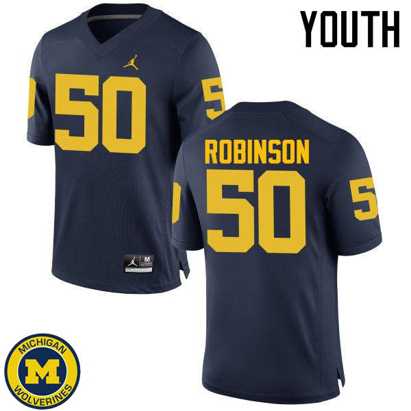 Youth Michigan Wolverines #50 Andrew Robinson Navy College Game Jersey